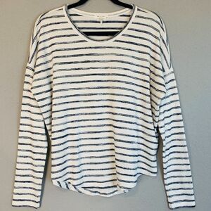 Rag & Bone Striped Long Sleeve Tee Size Medium Blue White Relaxed Fit Casual